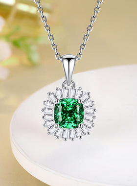 碎花方糖鹅黄色项链女S925银吊坠微镶锆石INS风小众高碳钻锁骨链