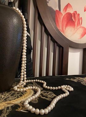 大颗10-11mm160cm天然淡水多层珍珠毛衣链双层长款白色三层项链女