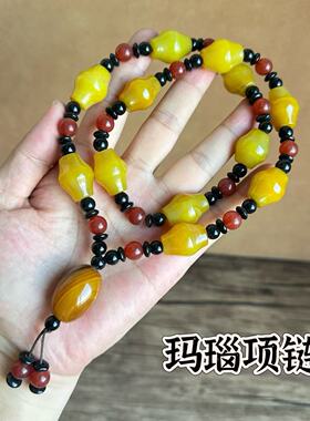天然玛瑙项链长款链条毛衣链民族风时尚秋冬饰品古风汉服