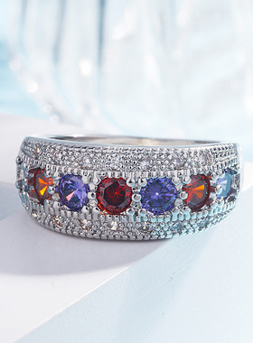 跨进创意手饰wish速卖通热卖波西米亚戒指女火彩锆石彩钻钻戒饰品