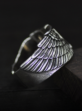 复古戒指男潮个性天使之翼恶魔