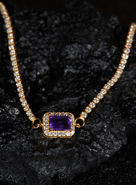 欧美饰品S925纯银镶天然石榴石托帕橄榄石黄紫水晶彩宝手链女