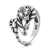 Simple domineering personalized white tiger ring retro ethnic style twelve zodiac tiger opening versatile creative index finger ring