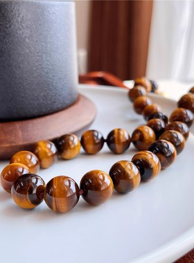 14mm天然虎眼石项链新中式小众感天然石锁骨链女实拍