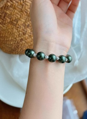 大溪地黑色施家珍珠项链2023新款毛衣链女配小众