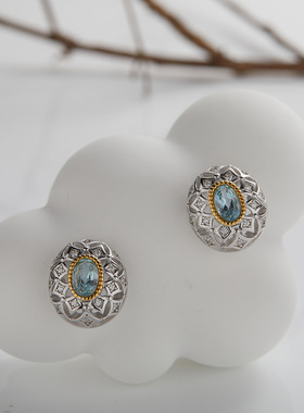 S925纯银天然黄水晶橄榄石石榴石托帕石彩宝项链女椭圆吊坠