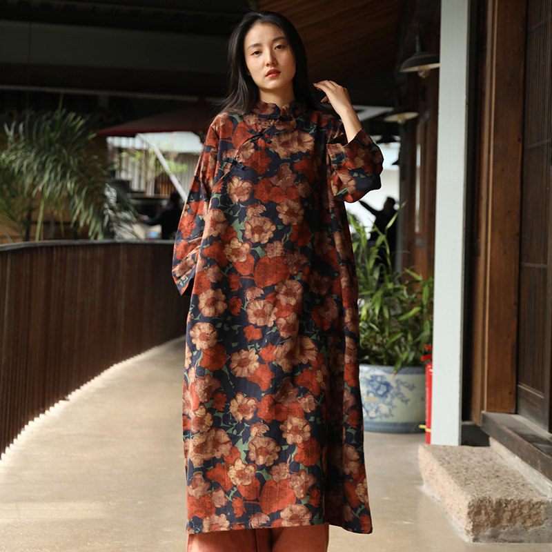 原创新中式复古盘扣改良旗袍佛系禅意休闲棉麻立领精致通勤茶歇服,淘宝优惠券,粉丝福利购,淘宝优惠卷