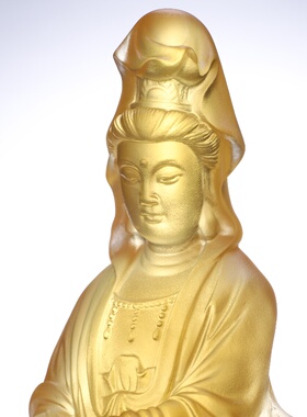 踏龙佛像乘龙观音摆件琉璃