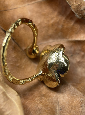 非义乌货外贸原单镀金开口可调节镶钻小香风山茶花戒指环满25包邮