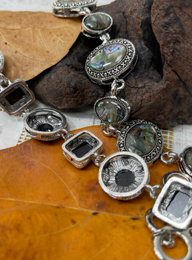 花纹每条都不同欧美复古天然鲍鱼贝壳手链时尚可调节手链手饰品