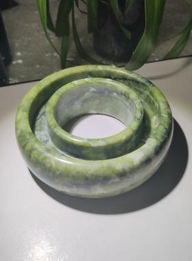 岫玉拔火罐刮痧花盘刮痧鱼大圆盘定制