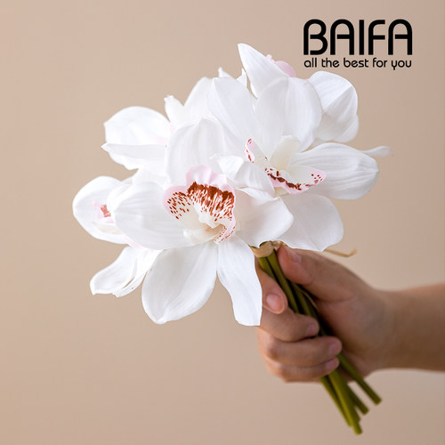 仿真兰花 小蕙兰桌花 浴室摆设装饰花艺 会议桌装饰摆花 圆头惠兰 - 图2