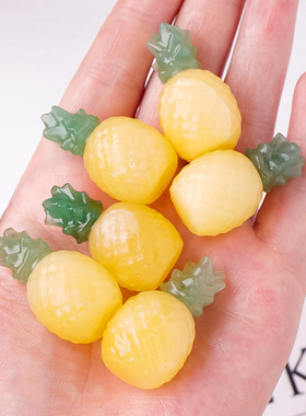 天然水晶东陵玉金冻石菠萝雕刻件