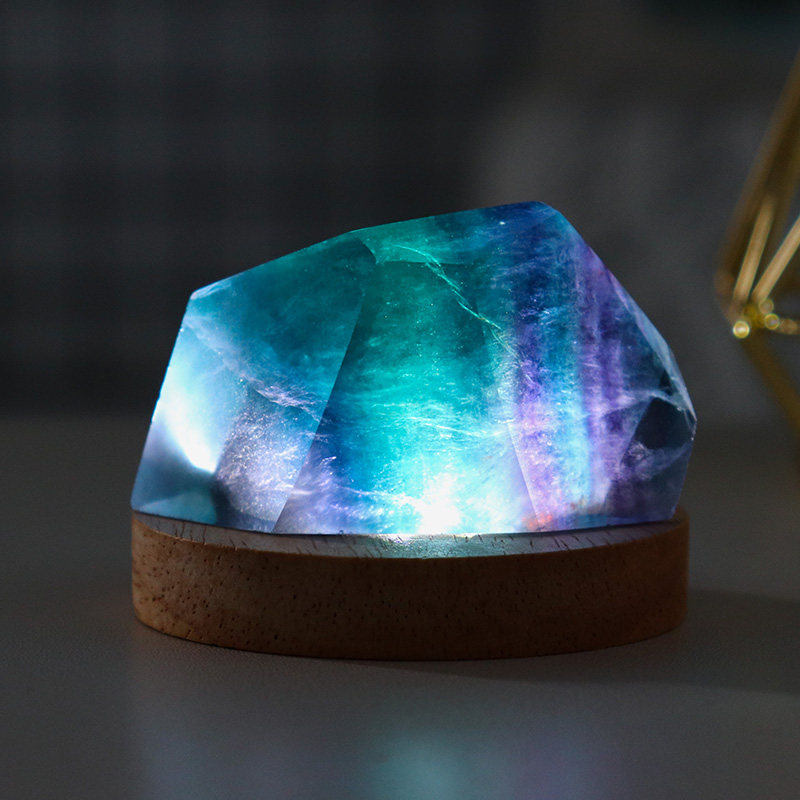 天然七彩萤石原石小夜灯装饰品几何多面体床头柔光灯客厅桌面摆件,淘宝优惠券,粉丝福利购,淘宝优惠卷