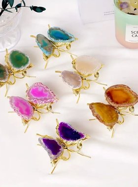 玛瑙蝴蝶摆件仿真小蝴蝶花园造景