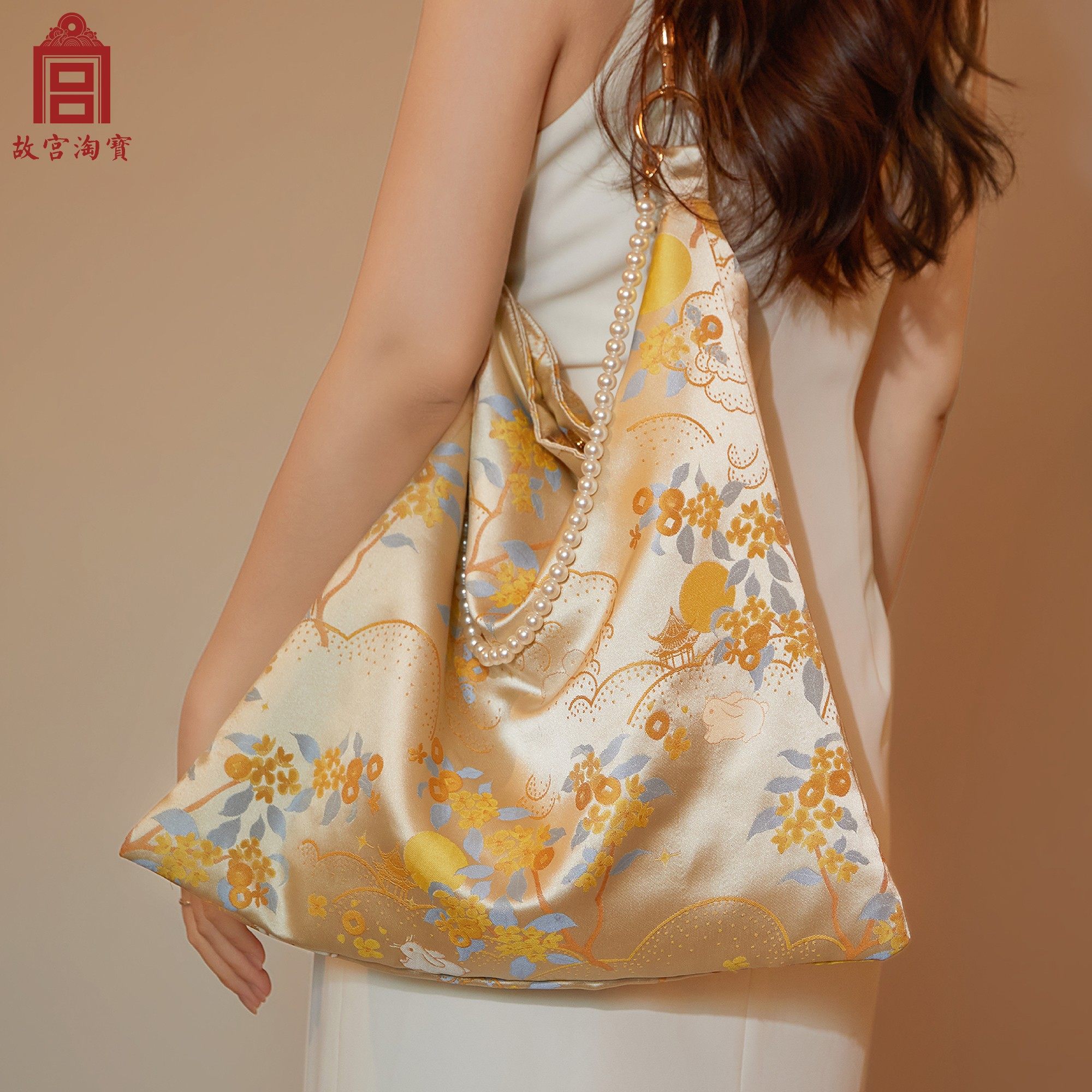 故宫淘宝｜金枝玉兔锦缎单肩包大容量新款文创新中式包包生日礼物,淘宝优惠券,粉丝福利购,淘宝优惠卷