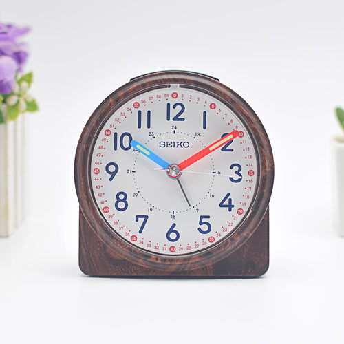 正品SEIKO日本精工钟表精工机芯静音夜光贪睡儿童卧室闹钟QHE210B - 图0