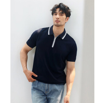 Italian gentleman old money style high-end long-staple cotton pique men's lapel short-sleeved T-shirt business casual shirt POLO