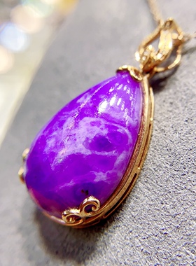 一图一物 售完下架 18k金钻石镶嵌紫樱花舒俱来吊坠女项链苏纪石