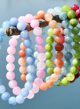 海蓝宝橙月光石头原创手串女