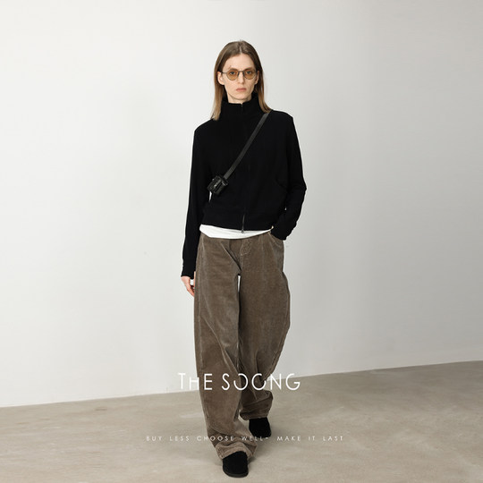 THESOONG/德绒开衫卫衣美利奴羊毛混纺锁温加绒2025新款小外套女