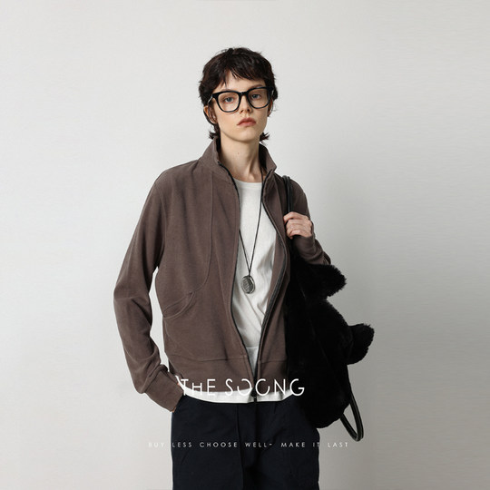 THESOONG/德绒开衫卫衣美利奴羊毛混纺锁温加绒2025新款小外套女