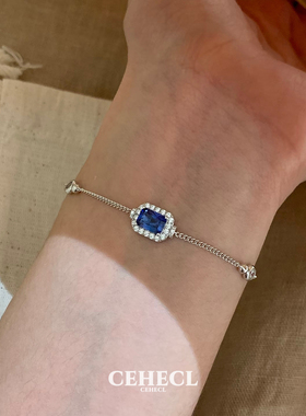 复古神秘暗夜蓝色方糖泡泡钻手链