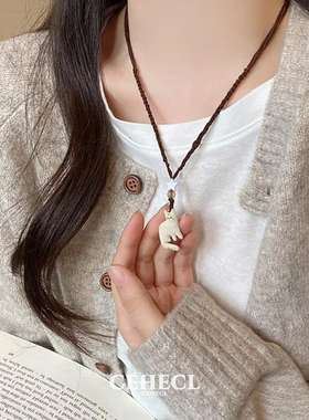 小众设计毛绒立体小猫项链女配饰