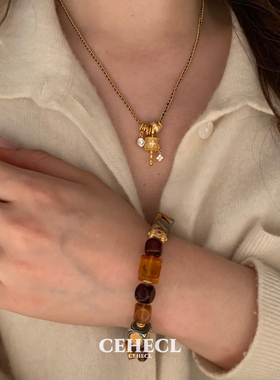 高级感流光琥珀多宝手串小众手链