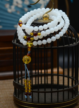 女款天然玉化白贝壳6A水透