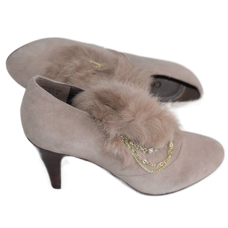清仓处理秋冬真皮女鞋链子兔毛装饰杏色磨砂羊皮深口单鞋2661909,淘宝优惠券,粉丝福利购,淘宝优惠卷