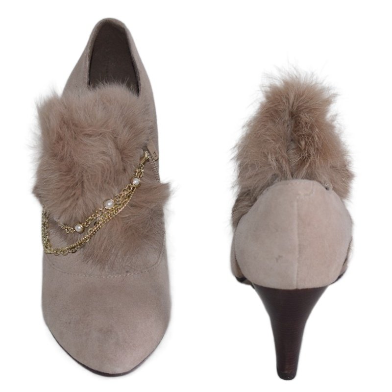 清仓处理秋冬真皮女鞋链子兔毛装饰杏色磨砂羊皮深口单鞋2661909,淘宝优惠券,粉丝福利购,淘宝优惠卷