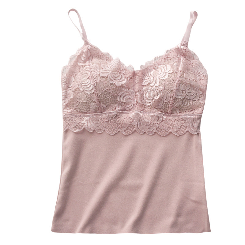 2024性感蕾丝花边吊带女士秋冬季德绒双面保暖加绒无痕带胸垫背心,淘宝优惠券,粉丝福利购,淘宝优惠卷