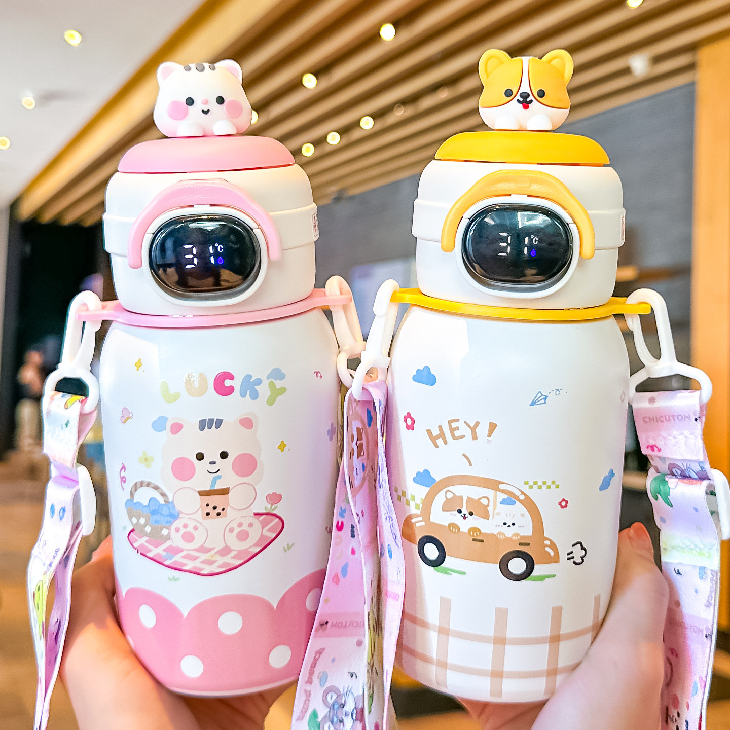 智能显温儿童保温杯学生上学专用水杯2025新款女生大容量吸管杯子,淘宝优惠券,粉丝福利购,淘宝优惠卷