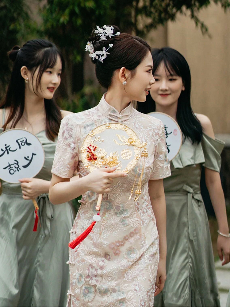 苏爱|芷若 旗袍敬酒服女新娘结婚新中式婚服订婚领证改良气质礼服