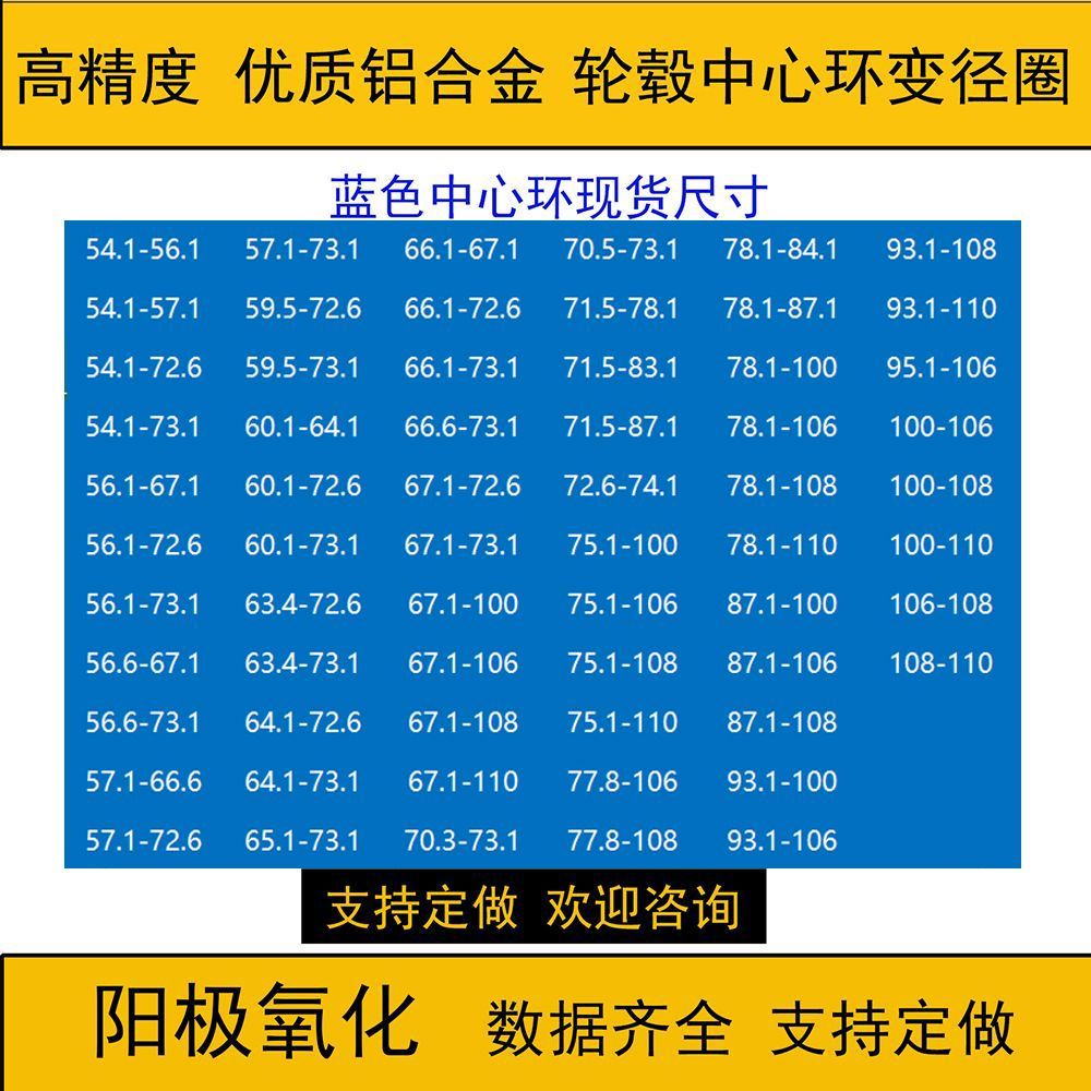 汽车改装轮毂变径圈阳极氧化优质铝合金轮胎中心环车轴垫圈4片装-图1