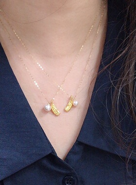 3d硬金爱情18k支持验货天然珍珠