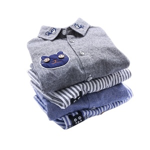 男童长袖纯棉衬衫