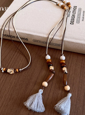 波西米亚民族风串珠木珠流苏项链