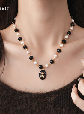 欧美跨境几何椭圆形玻璃串珠项链