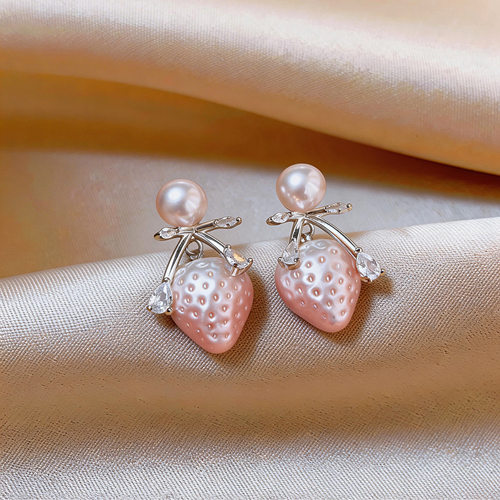 Strawberry Necklace, Pearl Sweet Minimalist Collarbone Chain - 图2