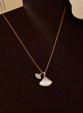 锆石贝母枫叶项链轻奢