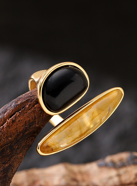 个性不规则几何可调节开口戒指