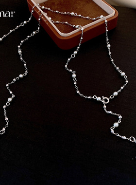 圆形玻璃串珠叠带珍珠项链