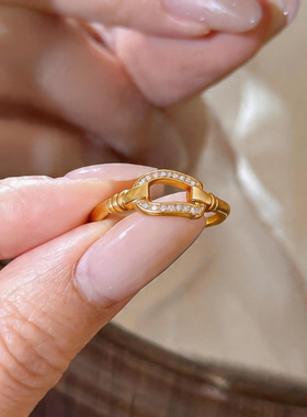 欧美跨境锆石U形戒指小众感指环