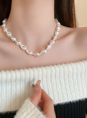 法式轻奢不规则巴洛克珍珠项链