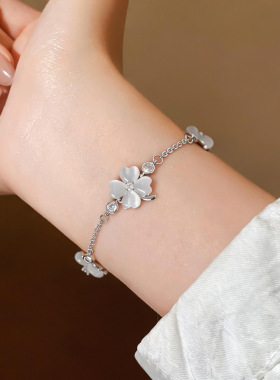 森系小清新锆石猫眼石花朵手链