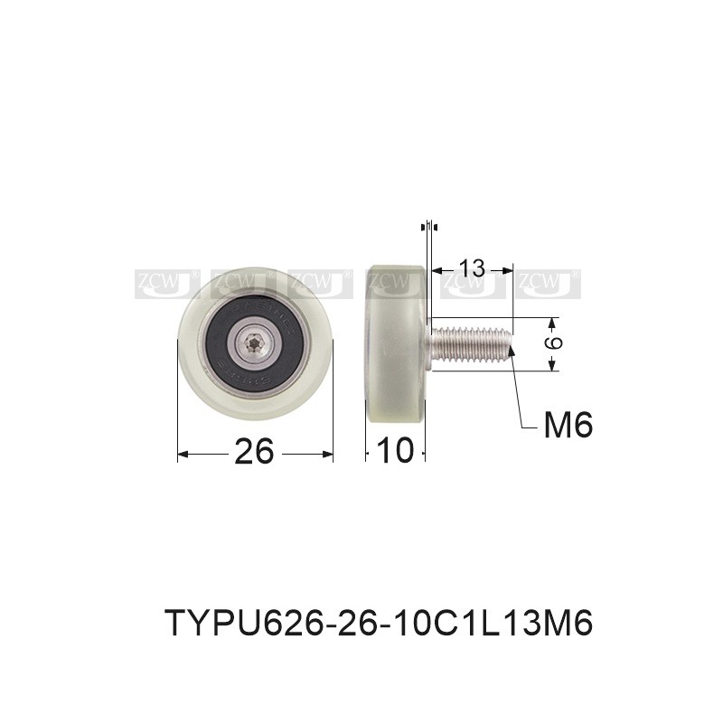 高品质PU626包胶轴承滑轮滚轮聚氨酯静音耐磨内径6*26*10mm直销 - 图0