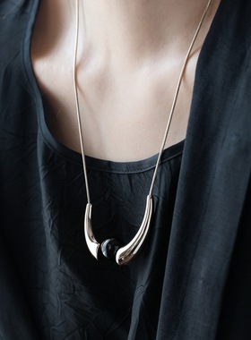 银色天然秋冬简约毛衣链牛角