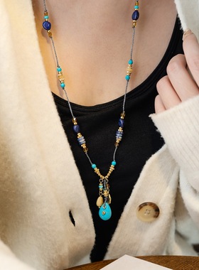 ins小众复古波西米亚手工毛衣链